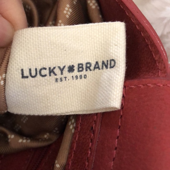 Lucky Brand Red leather Fringe Bucket Bag with crossbody strap Tribal Pattern - Picture 12 of 14